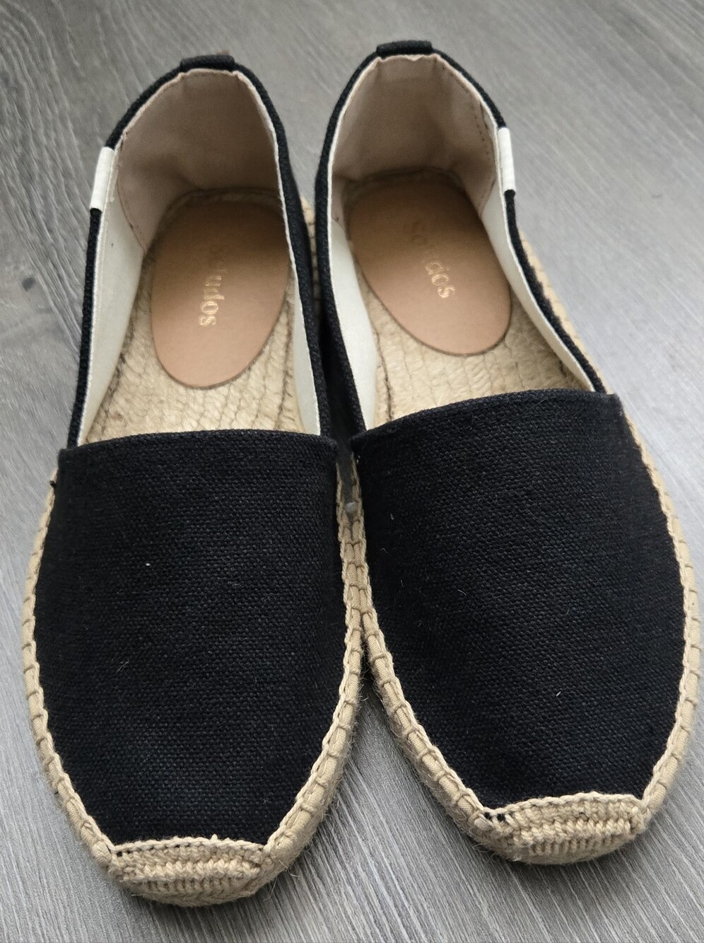 Women's Black Canvas Espadrille Slip-Ons - Picture 3 of 6